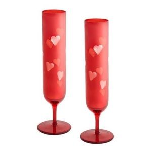 Red Heart Flute Glasses